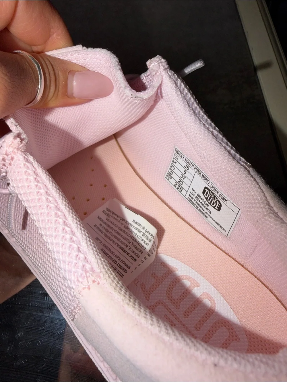 Hey Dude Wally Youth Funk Mono Light Pink J5 EU 37 Slip-On Shoes NWB
